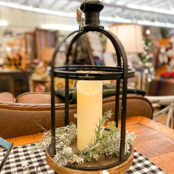 Snowy Pine Candle Ring available at Quilted Cabin Home Decor.