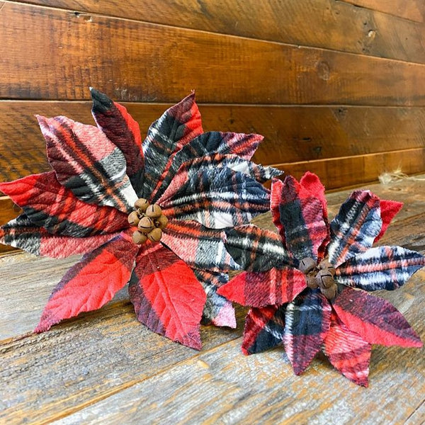 Winter Tartan Poinsettias - Two Sizes available at Quilted Cabin Home Decor