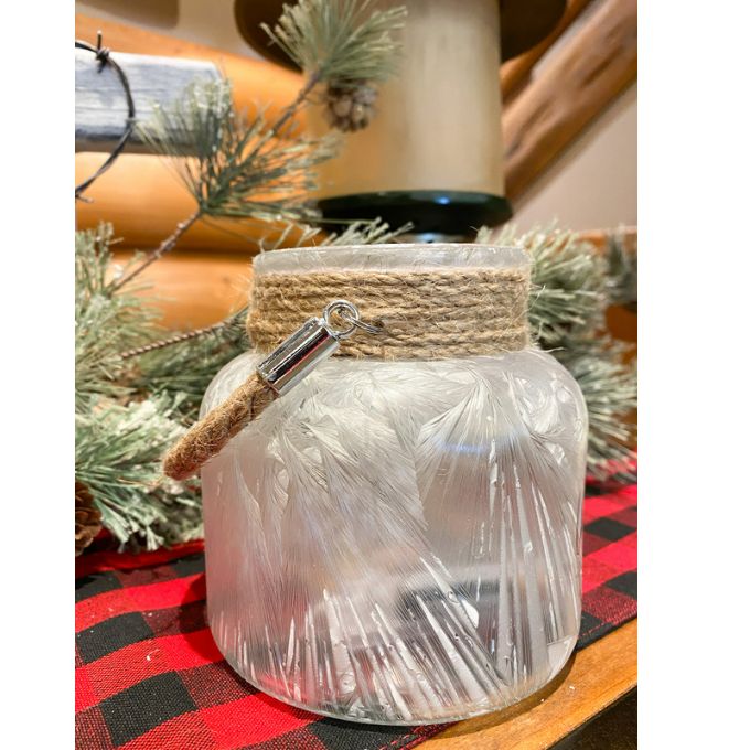 Christmas Tree Frosted Glass Jars - Two Sizes available at Quilted Cabin Home Decor