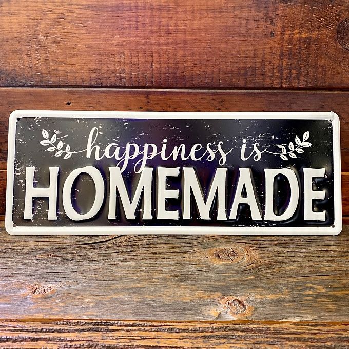 Happiness is Homemade tin sign available at Quilted Cabin Home Decor.