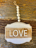 Beaded Sign - Three Styles available at Quilted Cabin Home Decor, Love Sign is shown.