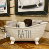 The White Ceramic Vintage Bath Tub Container available at Quilted Cabin Home Decor.