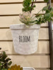 White Ceramic Hanging Pots - Three Styles available at Quilted Cabin Home Decor. The Bloom Pot is shown.