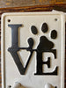 Dog Love Iron Hanger in two colours available at Quilted Cabin Home Decor