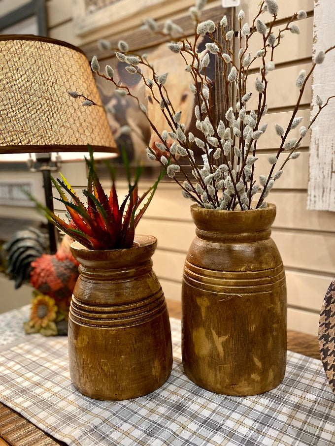 carved wooden vases  - two sizes available at quilted cabin home decor.