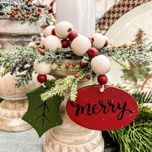 Merry Beaded Garland available at Quilted Cabin Home Decor