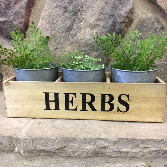 Herb Box with Three Galvanized Planters – Quilted Cabin