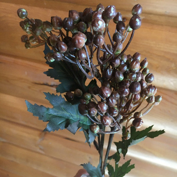 Brown Hydrangea Bud Pick is available at Quilted Cabin Home Decor