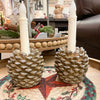 Pine Cone Taper Candle Holders - Two Colours available at Quilted Cabin Home Decor.