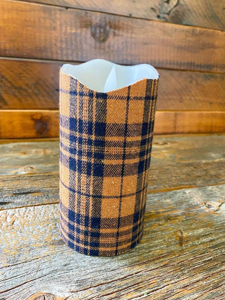Fall Plaid Candles - Two Sizes available at Quilted Cabin Home Decor.