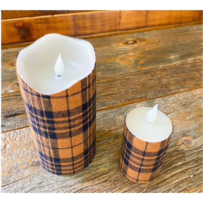 Fall Plaid Candles - Two Sizes available at Quilted Cabin Home Decor.