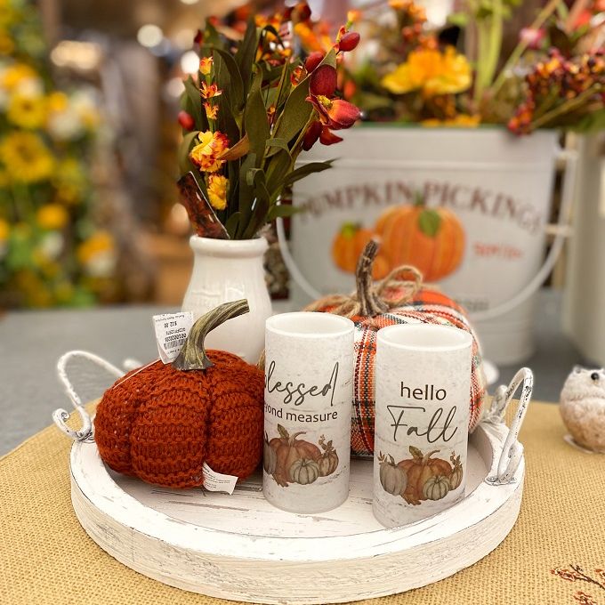 Fall Votive Candles - Two Styles available at Quilted Cabin Home Decor.