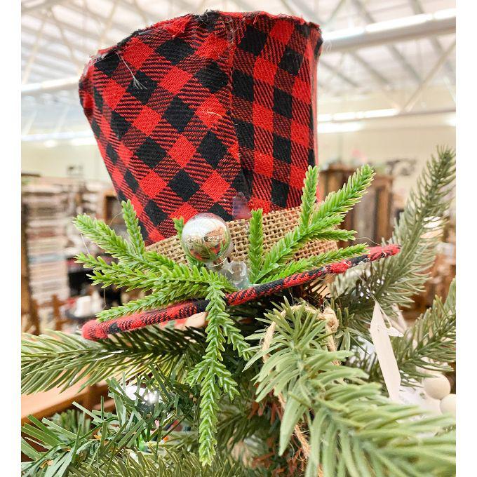 Buffalo Plaid Top Hat Ornament available at Quilted Cabin Home Decor.