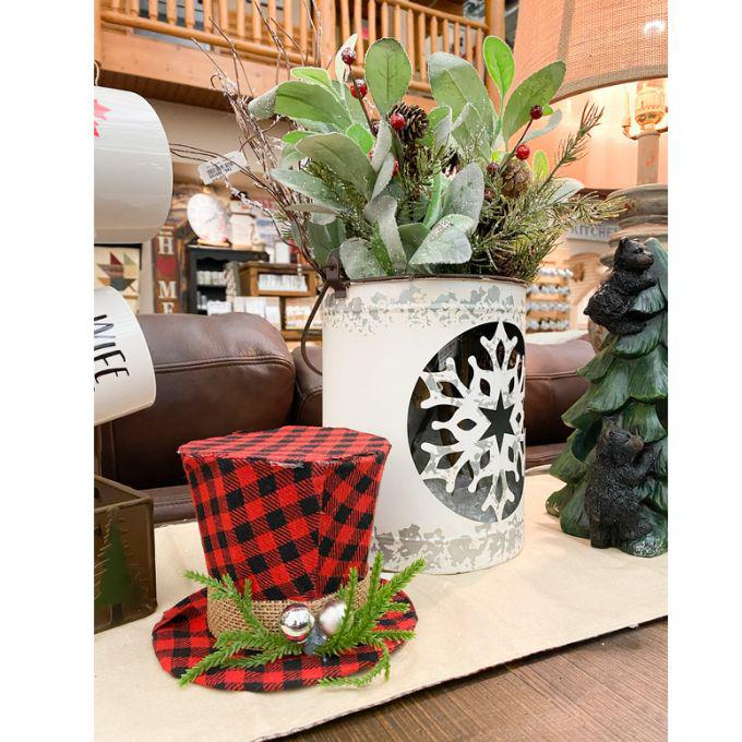 Buffalo Plaid Top Hat Ornament available at Quilted Cabin Home Decor.