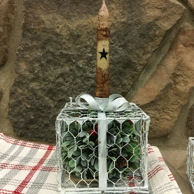 Metal Gift Box Taper Holder - Two Sizes available at Quilted Cabin Home Decor.