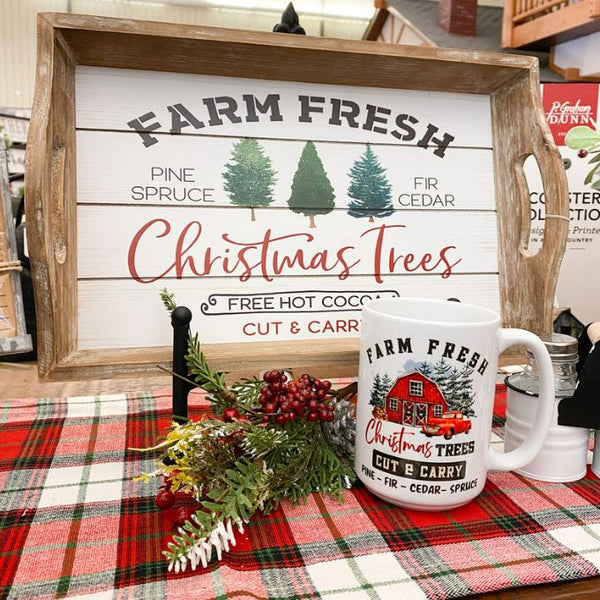 Farm Fresh Christmas Mug available at Quilted Cabin Home Decor.