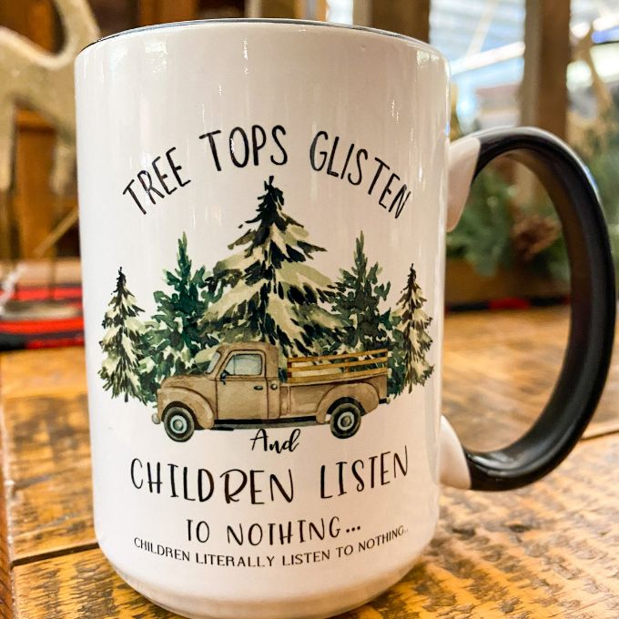 Tree Tops Glisten Mug available at Quilted Cabin Home Decor.