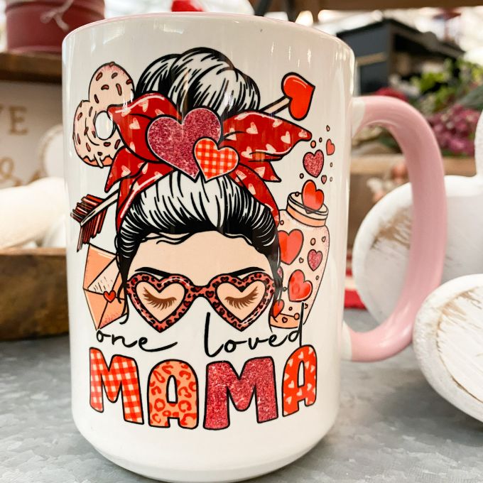 One Loved Mama Mug available at Quilted Cabin Home Decor.