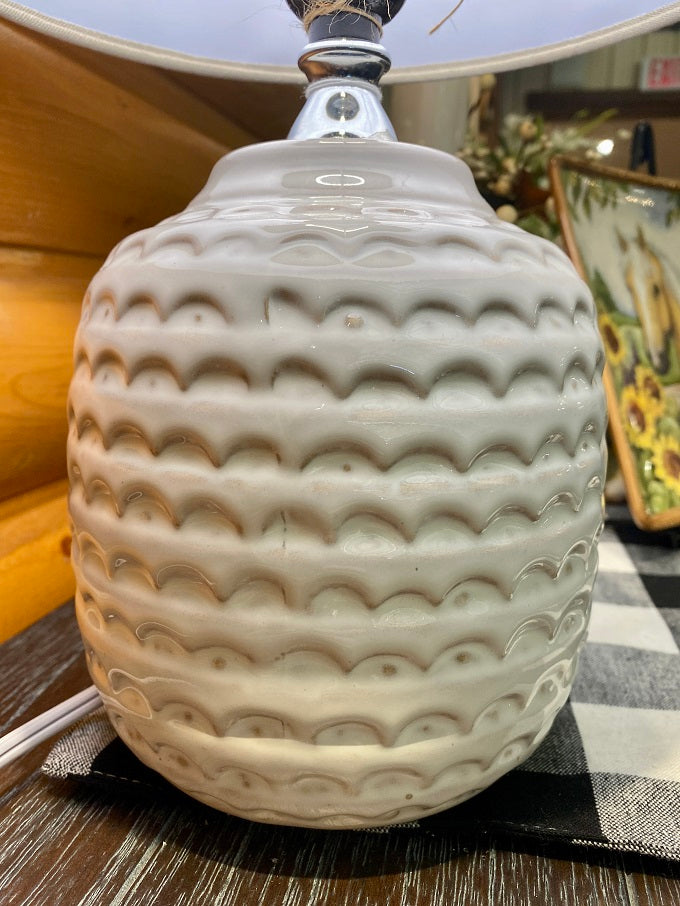 White Scallop Lamp available at Quilted Cabin Home Decor.