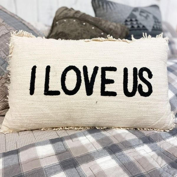 I Love Us Pillow available at Quilted Cabin Home Decor.