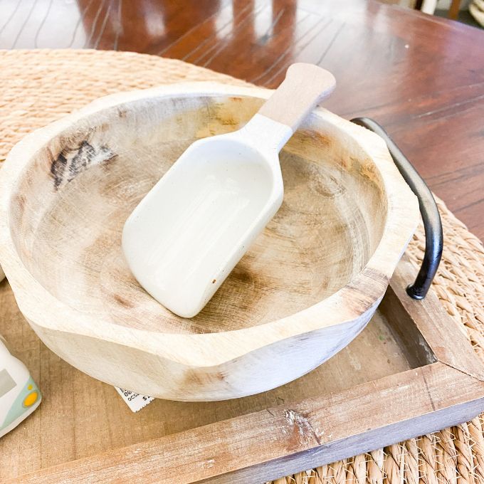 White Wash Wood Bowl available at Quilted Cabin Home Decor.