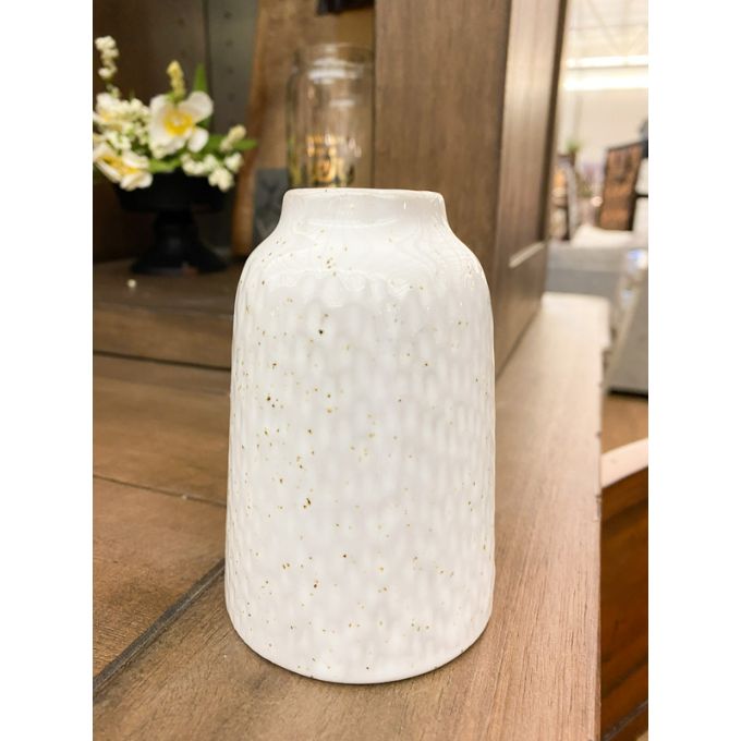 White Ceramic Vase available at Quilted Cabin Home Decor.