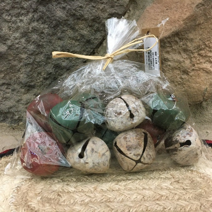 Bag of Metal Distressed Bells available at Quilted Cabin Home Decor.