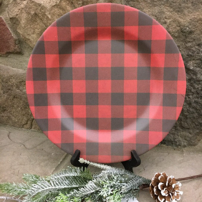 Buffalo Plaid Melamine Charger available at Quilted Cabin Home Decor