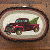 Braided Christmas Red Truck Trivets, Placemats & Runners available at Quilted Cabin Home Decor