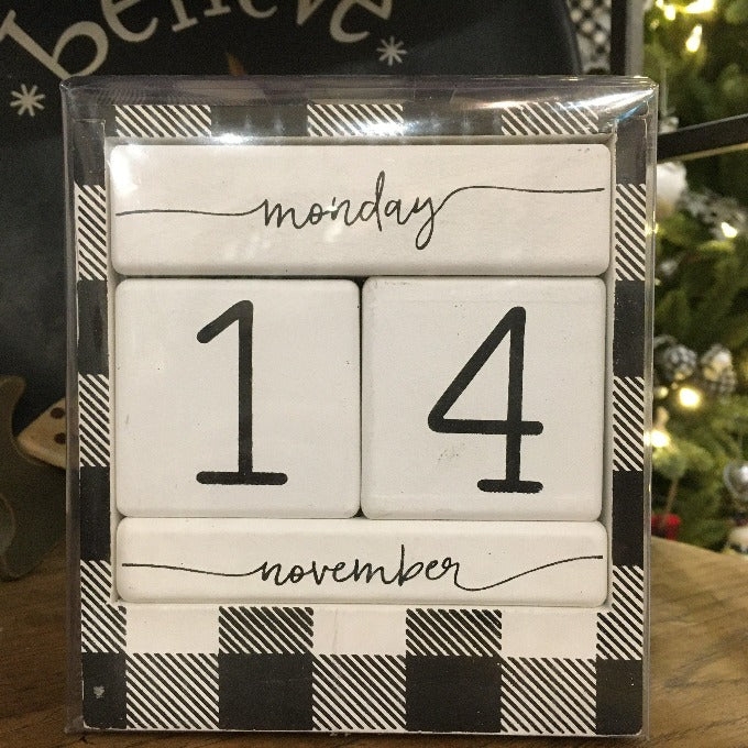 This black Check perpetual calendar is an easy farmhouse style and calendar to use year over year.