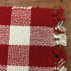 Wicklow check yarn placemats at quilted cabin home decor. Red and White check is shown