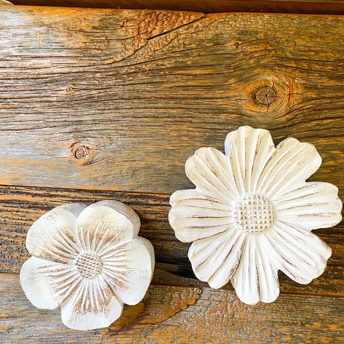 Distressed White Flowers - Two Sizes available at Quilted Cabin Home Decor