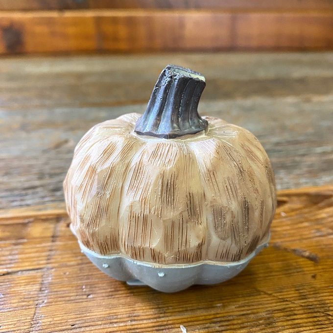 Farmhouse Orange and Gray Mini Pumpkin available at Quilted Cabin Home Decor.