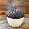 Cream and Brown Resin Acorn available at Quilted Cabin Home Decor