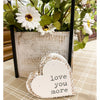 Love You More Wooden Heart available at Quilted Cabin Home Decor
