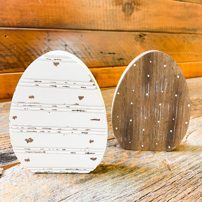 Wooden Standing Easter Eggs - Two Styles available at Quilted Cabin Home Decor