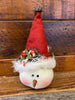 This little plush snowman has a tall red toque with a tiny jingle bell at the top. He has a round face, tiny carrot nose and painted face. 