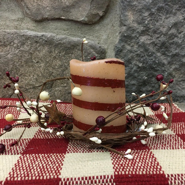Candy Cane Pillar Candle available at Quilted Cabin Home Decor.
