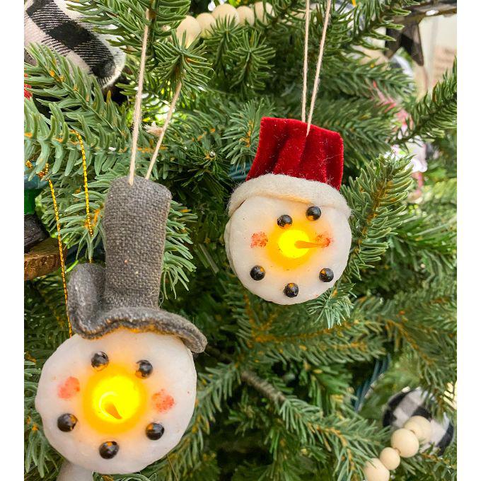 Snowman Tealight Ornaments- Set of Two available at Quilted Cabin Home Decor.