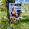Farmhouse Rooster Garden Flag available at Quilted Cabin Home Decor