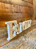 Family Word Cutout Sign available at quilted cabin home decor.