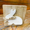 White Wooden Bunny Block available at Quilted Cabin Home Decor