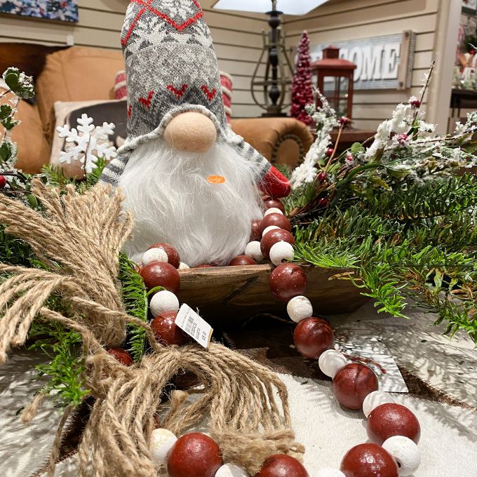 Red and White Beaded Garland available at Quilted Cabin Home Decor.