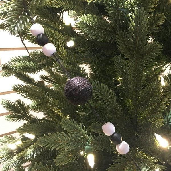 Black and white beaded garland available at Quilted Cabin Home Decor.