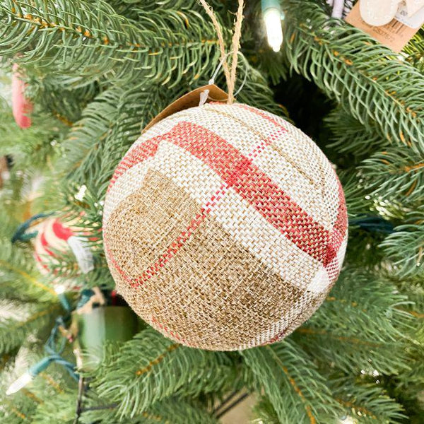 Traditional Plaid Ball Ornament available at Quilted Cabin Home Decor