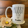 Wifey and Hubby Mugs - Personalized Year and Name available at Quilted Cabin Home Decor.