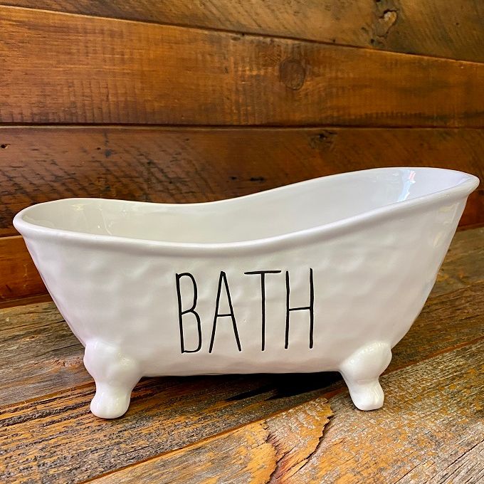  The White Ceramic Vintage Bath Tub Container available at Quilted Cabin Home Decor.