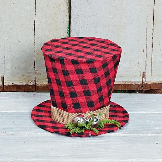 Buffalo Plaid Top Hat Ornament available at Quilted Cabin Home Decor.