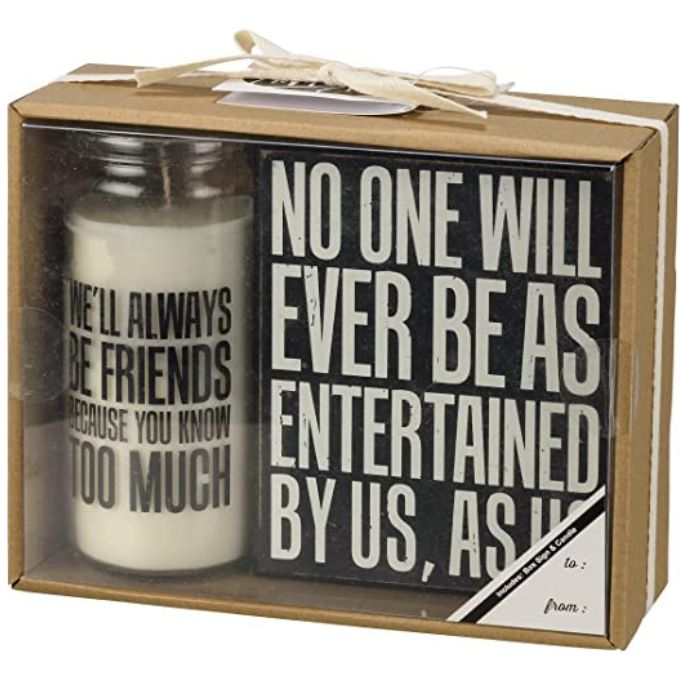 We'll Always Be Friends Candle and Sign Gift Set available at Quilted Cabin Home Decor