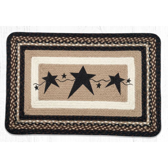 Primitive Star-Black Braided trivets and mats available at Quilted Cabin Home Decor.
